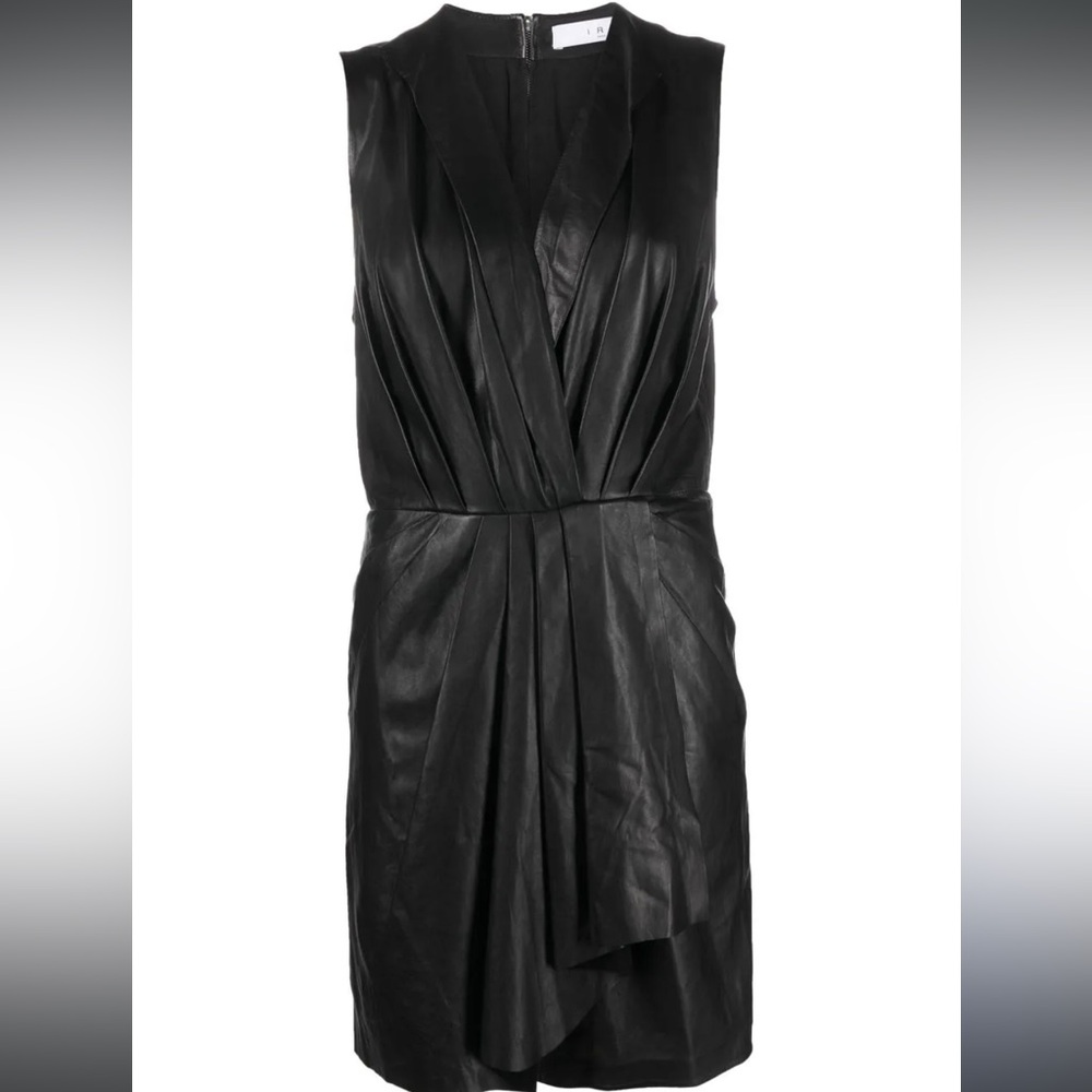 NWT IRO Maya Pleated Leather Mini Dress